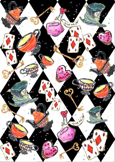 Alice in Wonderland harlequin surface pattern